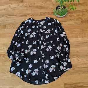Black floral blouse